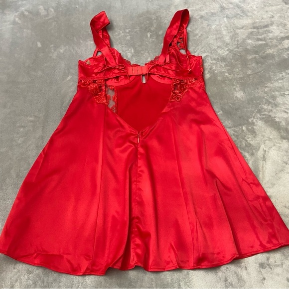 New! For Love & Lemons FLAWED Red Romantic Roses Slip Dress 10972 - Picture 9 of 10